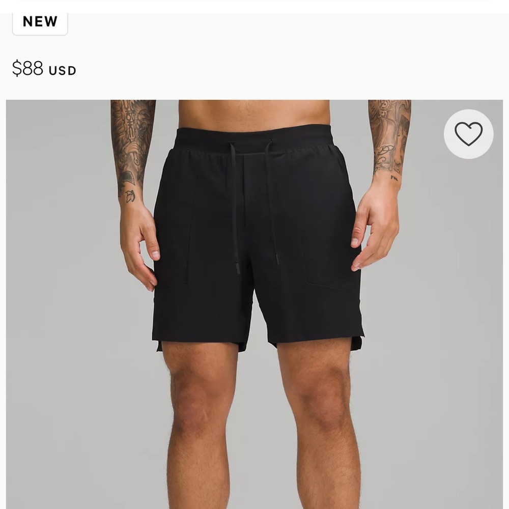 Lululemon License to Train men’s shorts with liner, size Large with 7” inseam